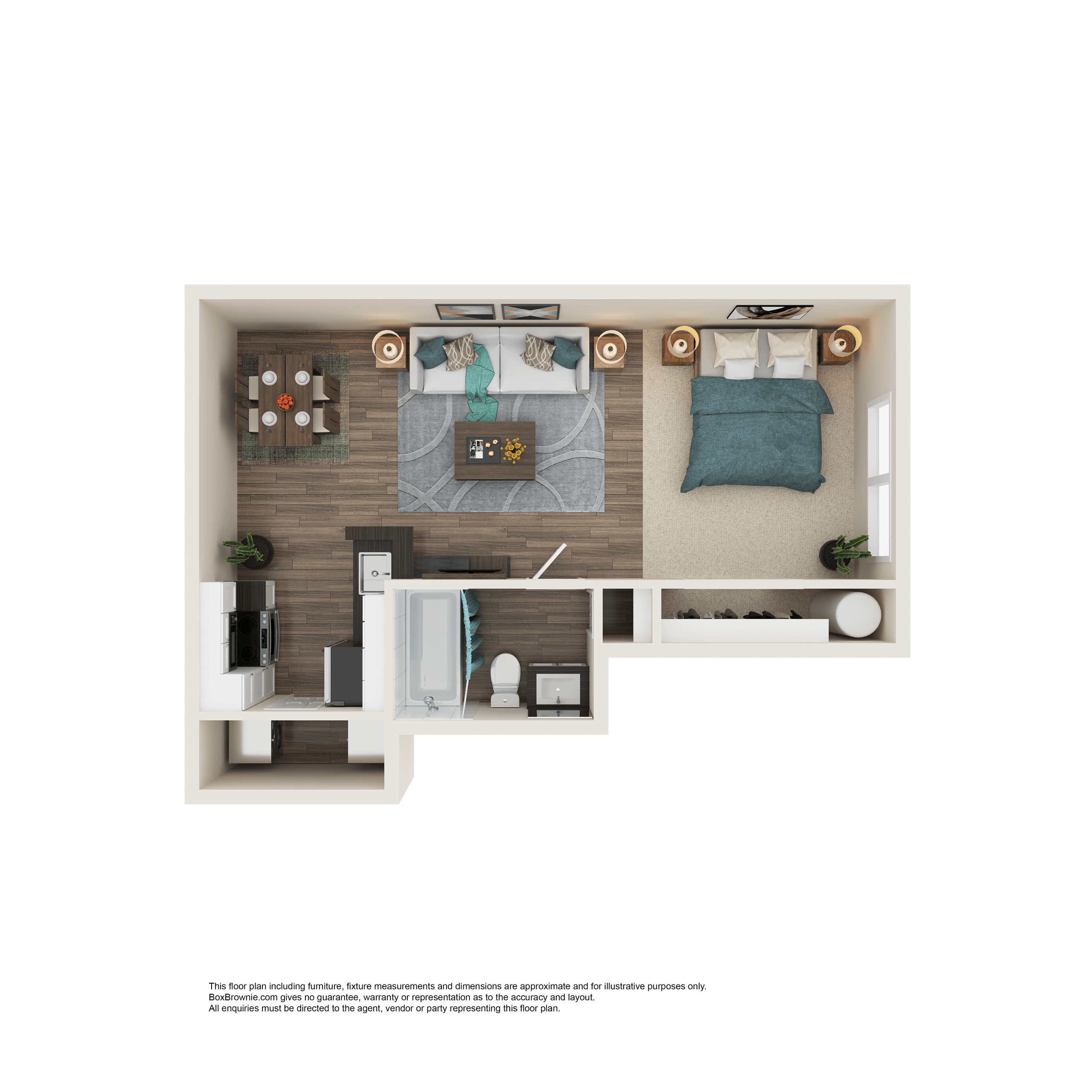 Floor plan for studio, 1 bath, 475 sqft
